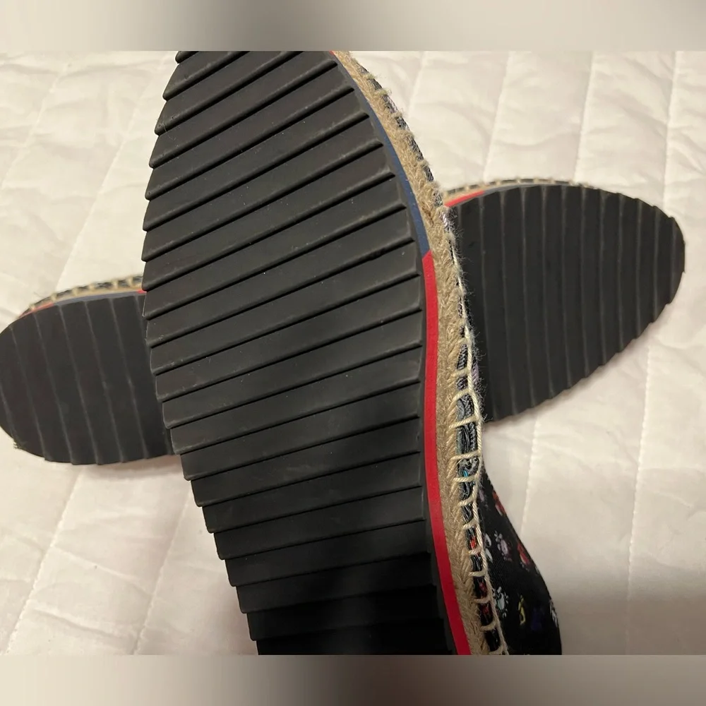 Diane Von Furstenberg Black Floral Espadrille Flats Shoes Women's‎ 9M